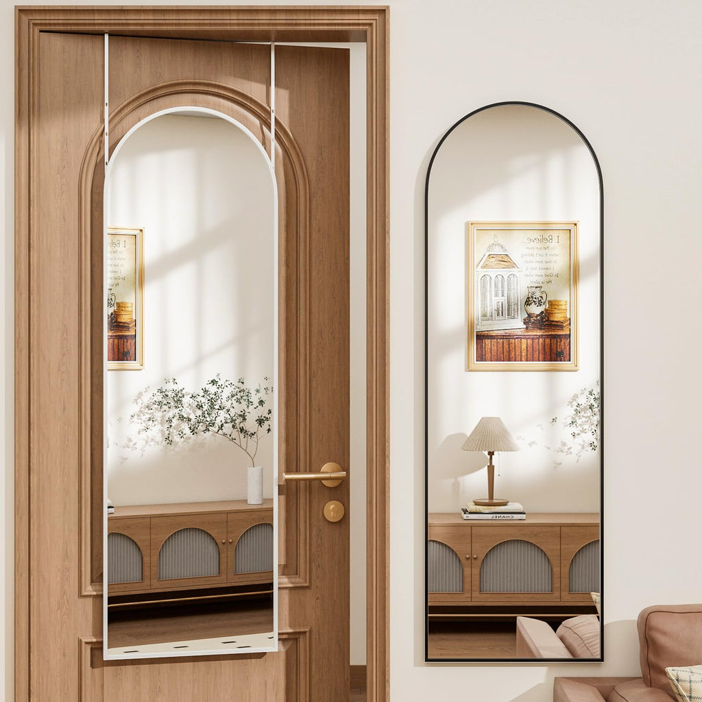 Arched Full Length Door Mirror 14"x48" Full Body Mirror White