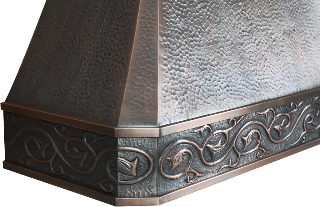 42 Inch Copper Island Mount Range Hood 610 CFM LED Lights Dishwasher-Safe Baffle Filters