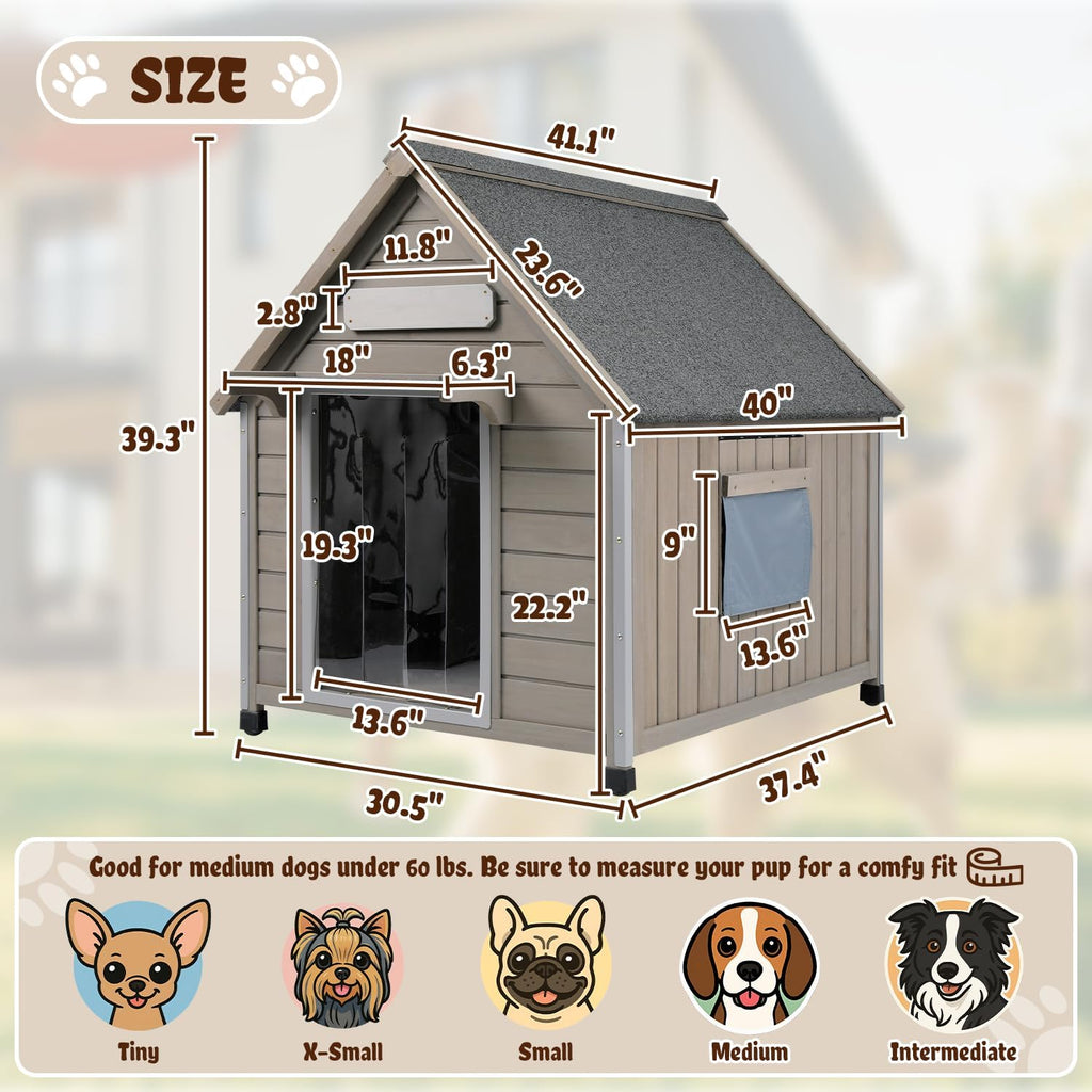 Outdoor Dog House Weatherproof for Medium & Large Dogs