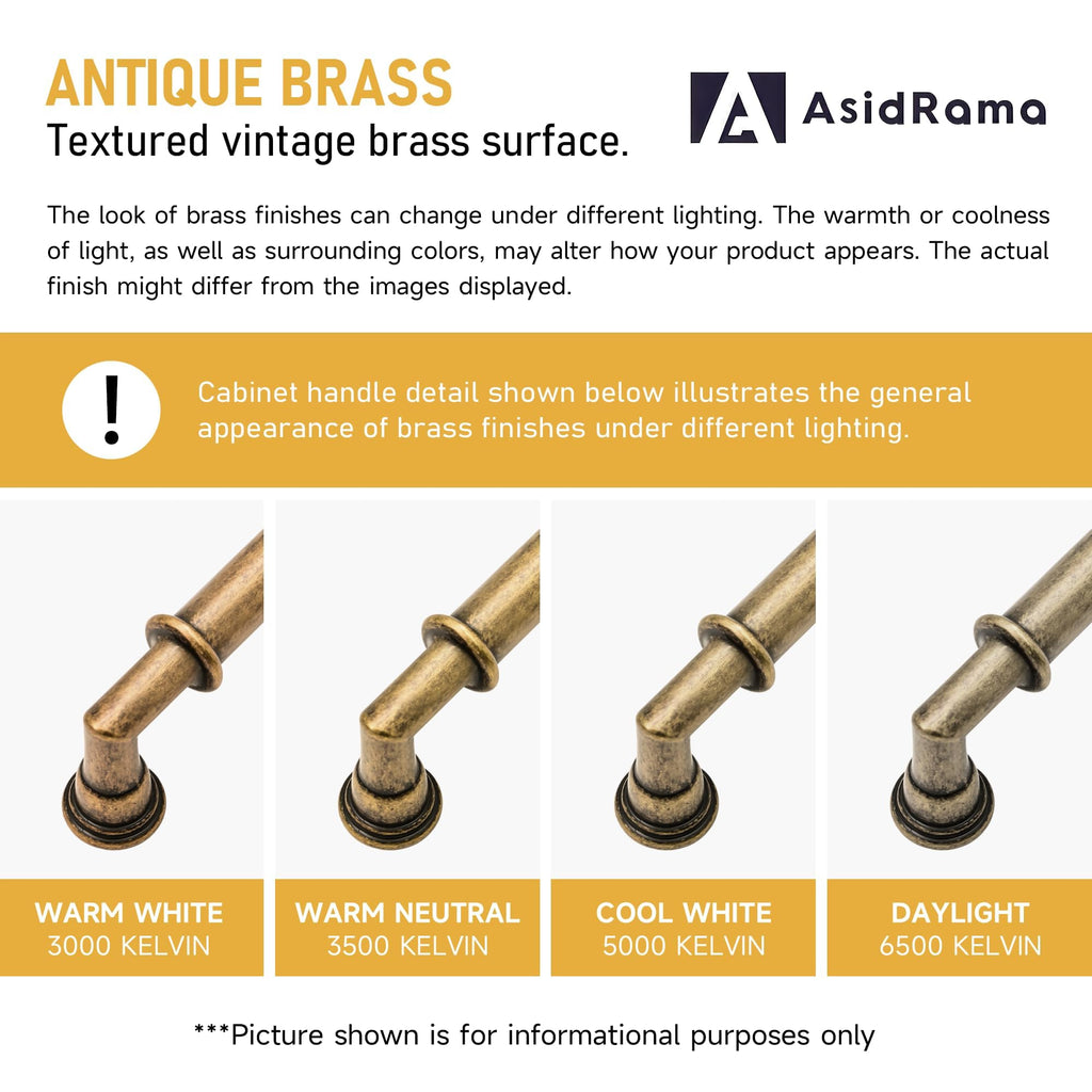 2 Pack 5 Inch(128mm) Brushed Antique Brass Cabinet Pulls Heavy-Duty Solid Kitchen Cabinet Handles Vintage Aged Brass
