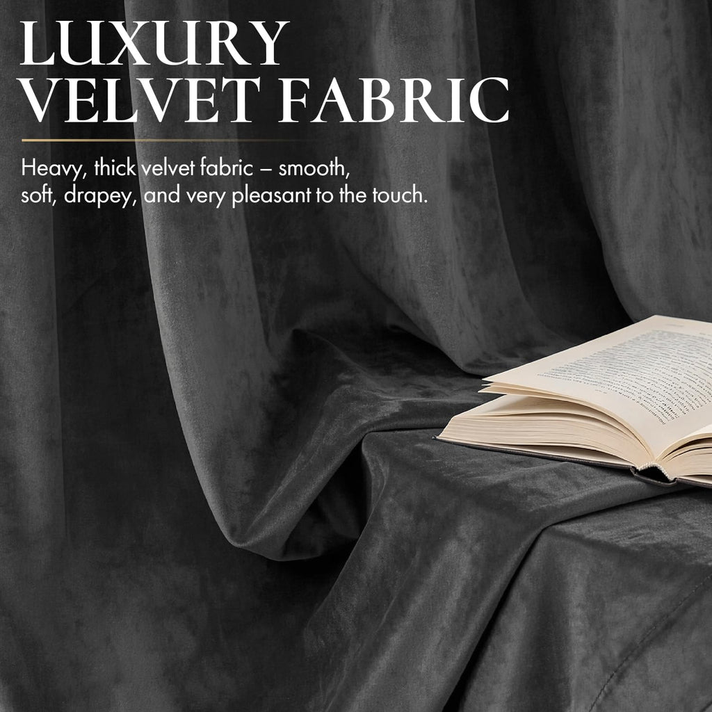 Grey Blackout Velvet Curtains Drapes 84 Inch Long 52"x84" Bedroom