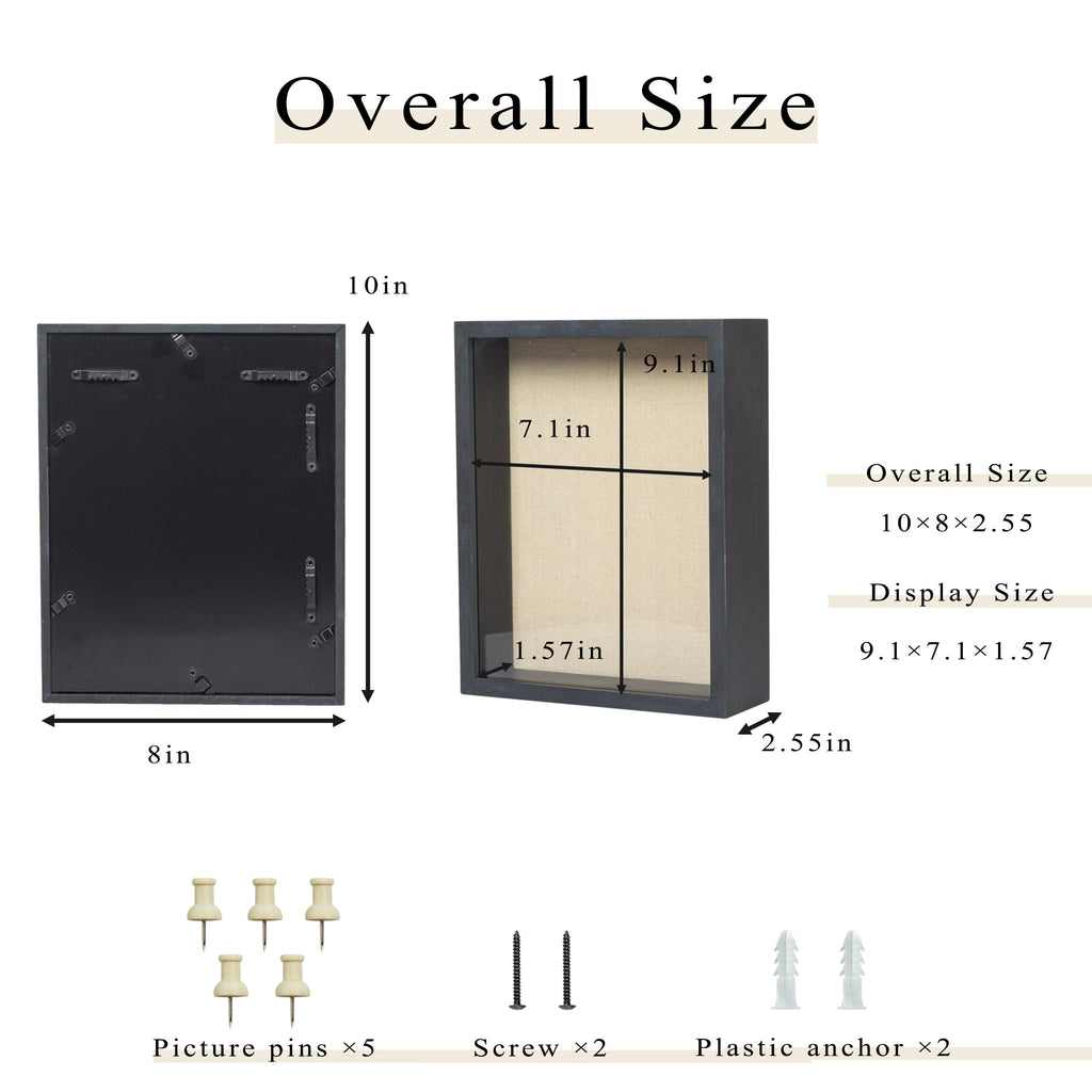 Shadow Box Frame 8x10 Shadow Box Display Case with Linen Back of Awards Memorabilia Flower, Pictures