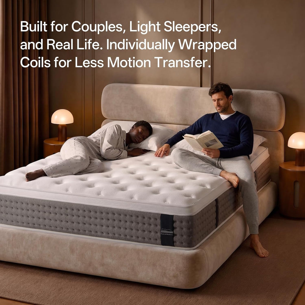 Queen Mattress, 12 Inch Hybrid Mattress with Memory Foam , Medium Firm, | Hybrid Comfort, Medium Zoned Support