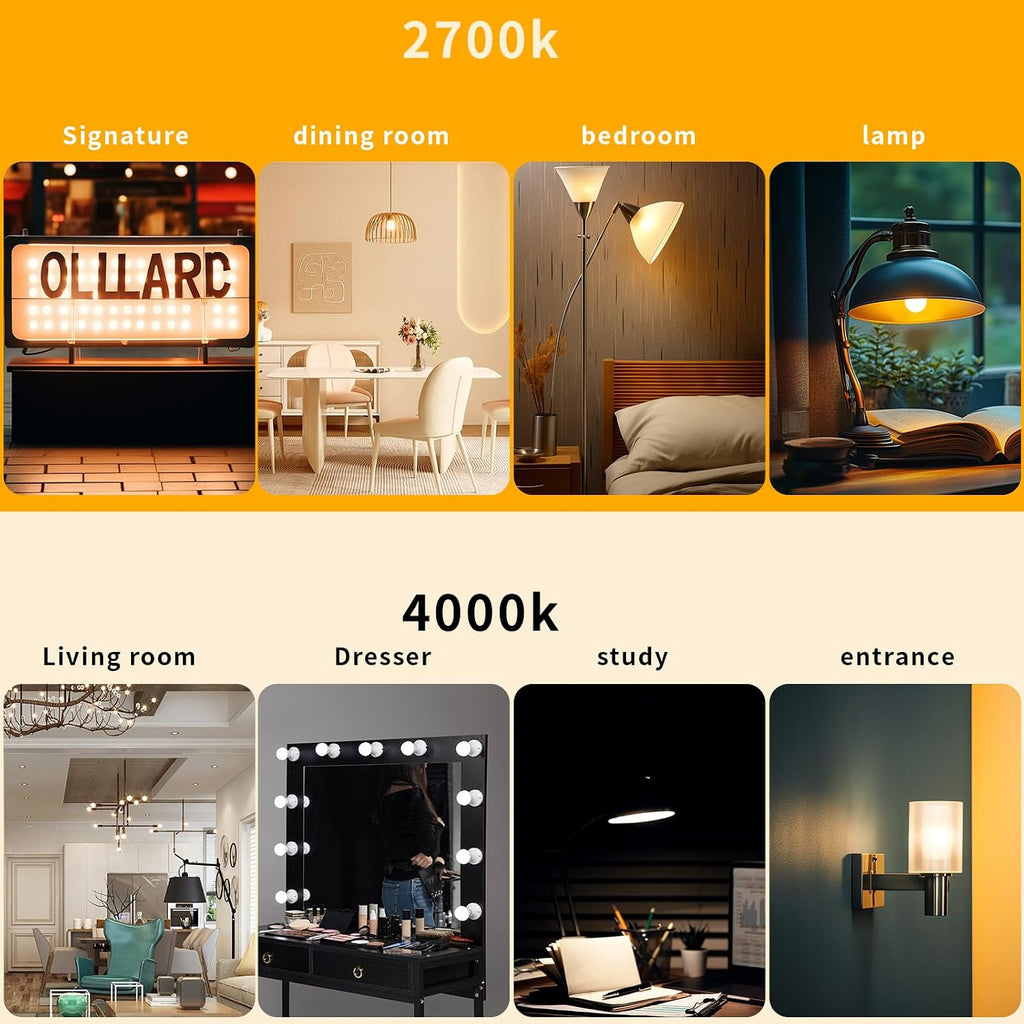 E12 Led Bulb, G16.5 Globe Light Bulbs, 40 Watt Eq, Warm White 2700K, 6 Pack