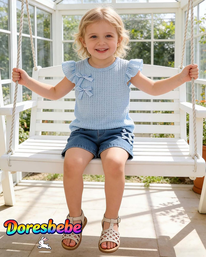 Toddler Girl Clothes Baby Girl Summer Outfits Ruffle Sleeveless Shirts Tops Shorts Set for Girl Clothing