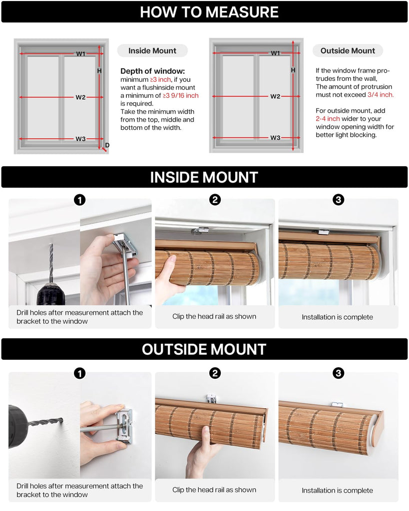 Cordless Bamboo Roller Shades, 66" W x 70" H, Squirrel