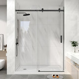 Frameless Shower Door, 55-60" W x 76" H Sliding Glass Shower Door