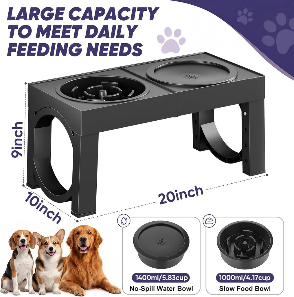 Elevated Dog Bowls Large Breed Raised Dogs Bowl Stand Large/Medium Sized Dog Slow Feeder Dogs Bowls Food Water Stands