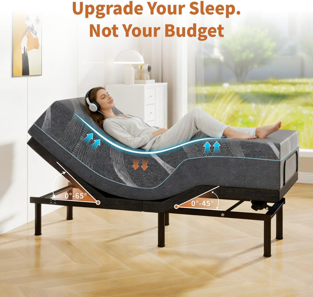Split King Adjustable Bed Frame with 14" Mattress Electric Bed Base with Wireless Remote | Zero Gravity | Head & Foot