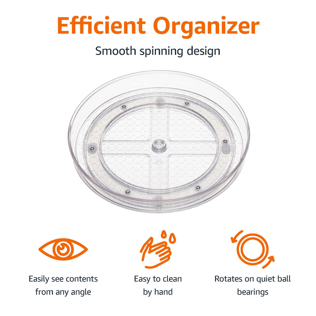 Clear Lazy Susan Turntable Organizer for Organization, 12-Inch, 2-Pack