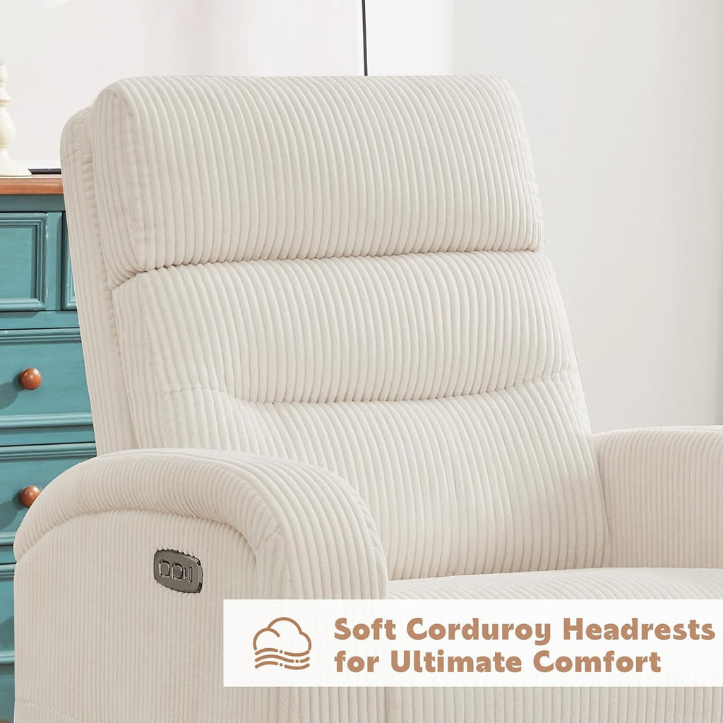 Power Swivel Rocker Recliner ,reclining rocking chair,CreamWhite | 270° Swivel Rocker with Type-C & USB Port Double
