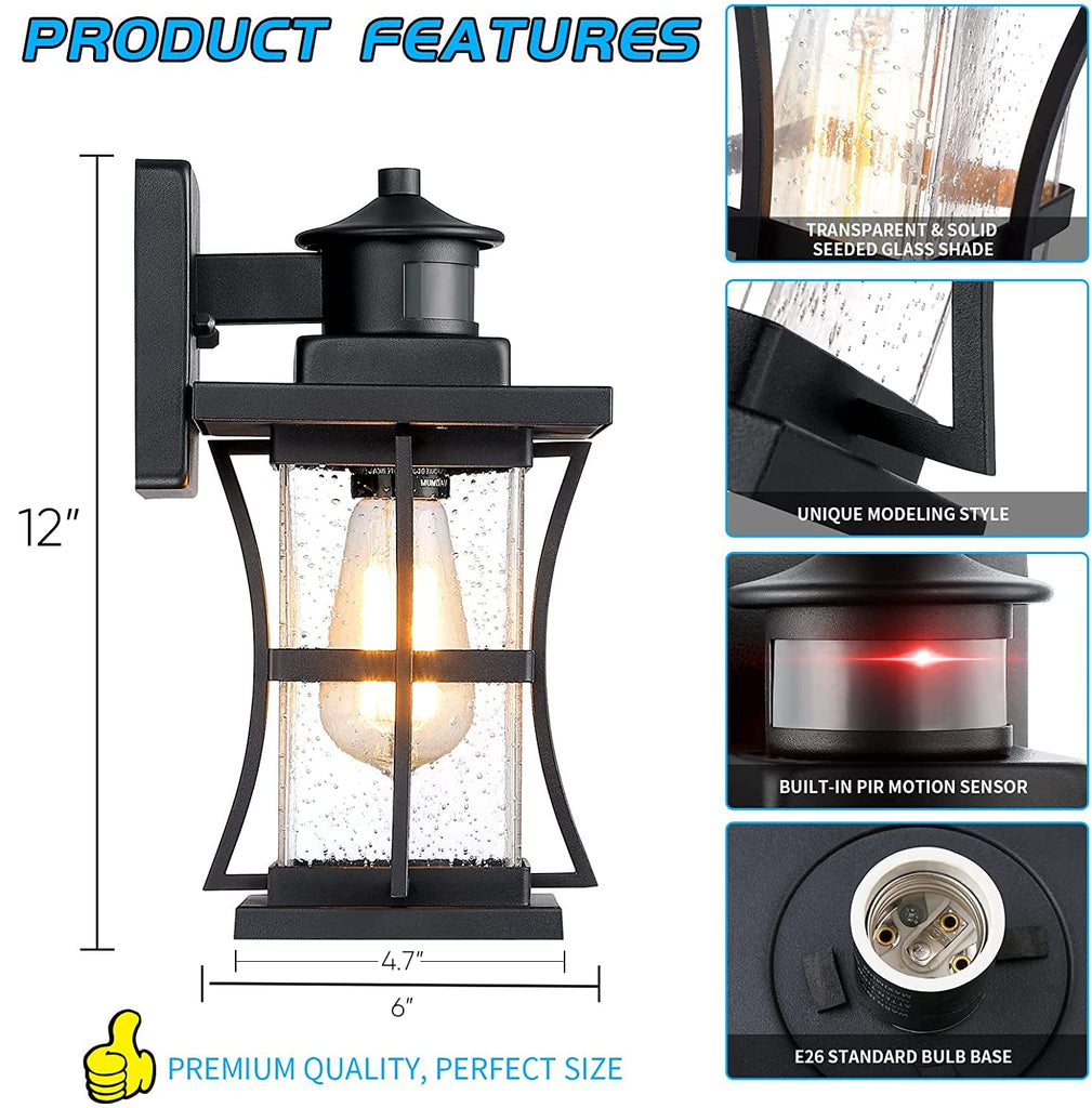 Motion Sensor Outdoor Wall Lights Fixture, Advanced Dusk to Dawn Exterior Lighting, Outside Light, Garage, Anti-Rust