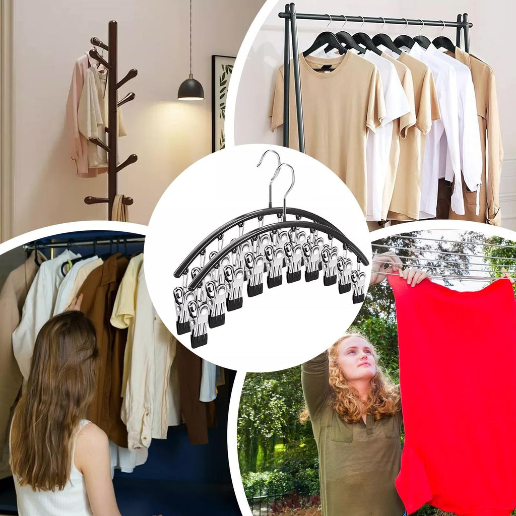 Legging Hangers for Closet Organizer, Hat Hangers for Closet 4 Pack with 10 Clips Holds 40 Leggings, Legging Hanger