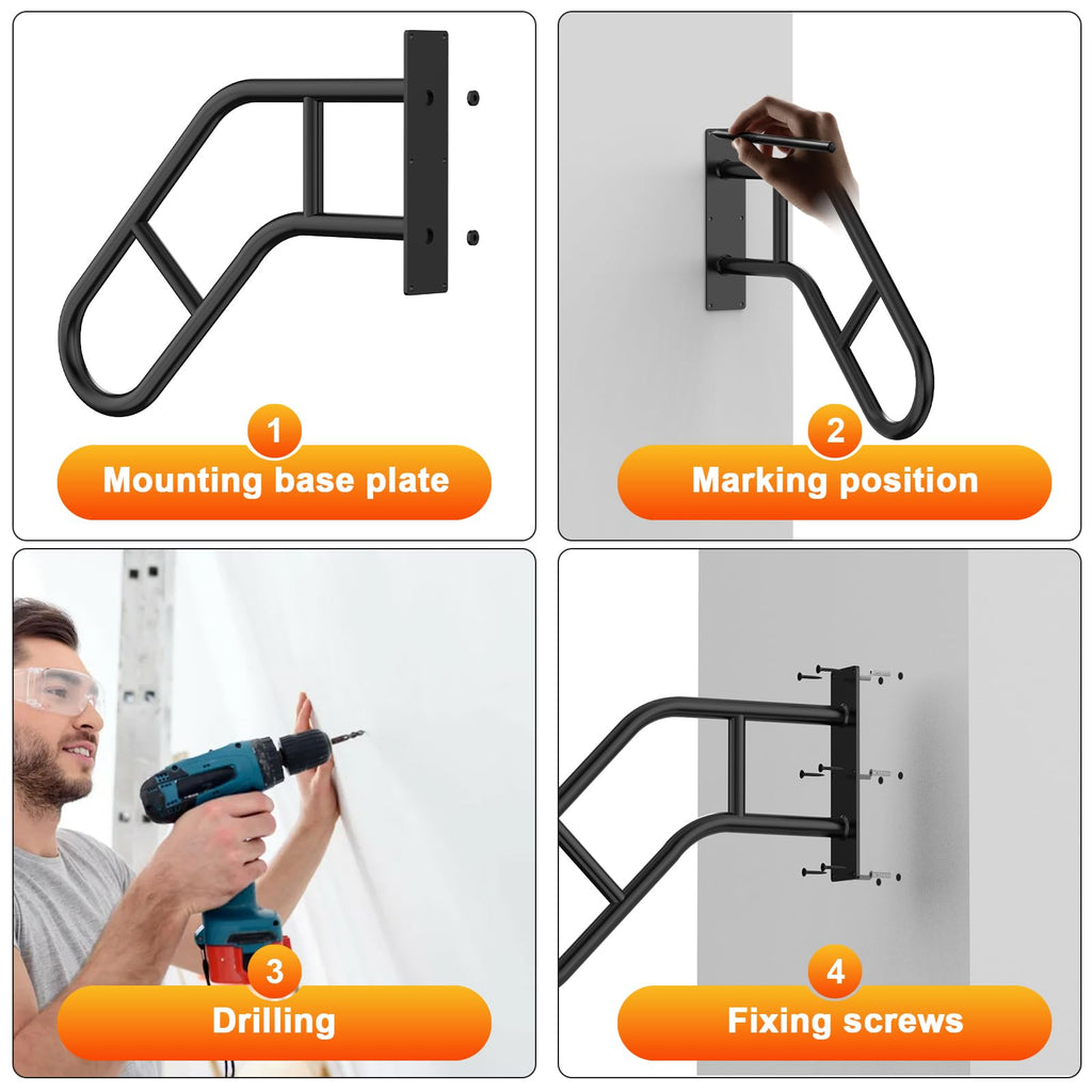 Handrails for Outdoor Steps, 22.8" Stair Railing Indoor1-3 Step, U-Shaped Safety Handrails for Kids, Elderly
