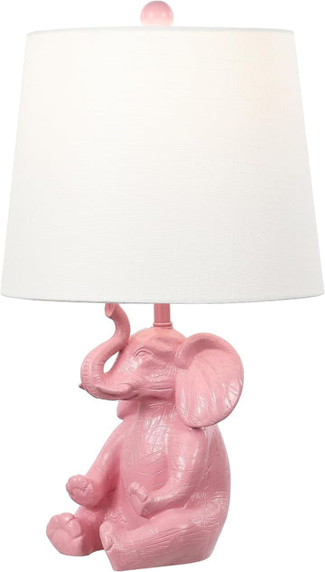 Kairi Elephant Kids 21" Animal Metal Resin Table Lamp, Pink
