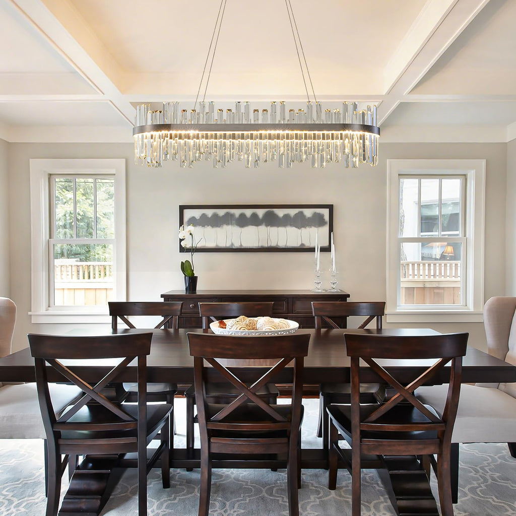 Nickel Led Modern Crystal Chandelier,Rectangle Chandeliers