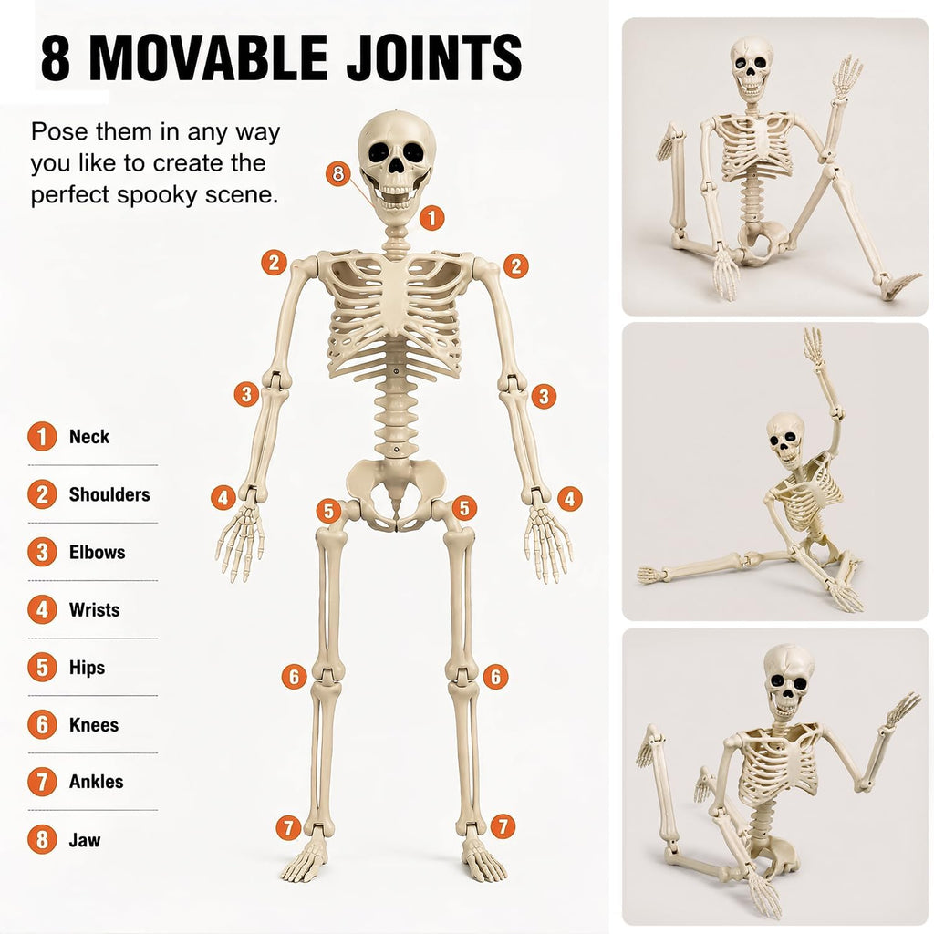 Halloween Decorations outdoor, 2Pack 36" halloween-Skeletons Decoration indoor-3ft Life Size Human Plastic Skeleton