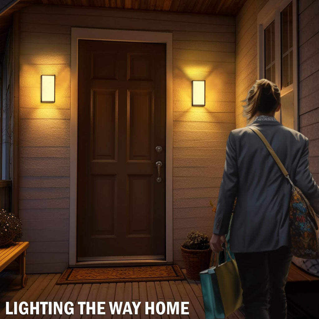 Outdoor Porch Lights, 3CCT LED Wall Sconces, Matte Black, 2 Pack