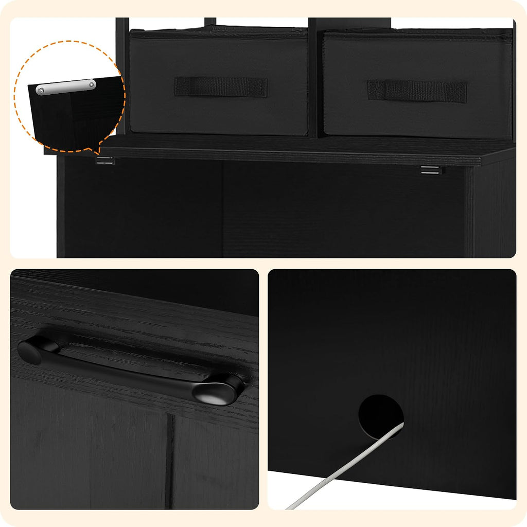Cat Litter Box Enclosure, 3 Storage Shelves and 2 Drawers, 61.8" H