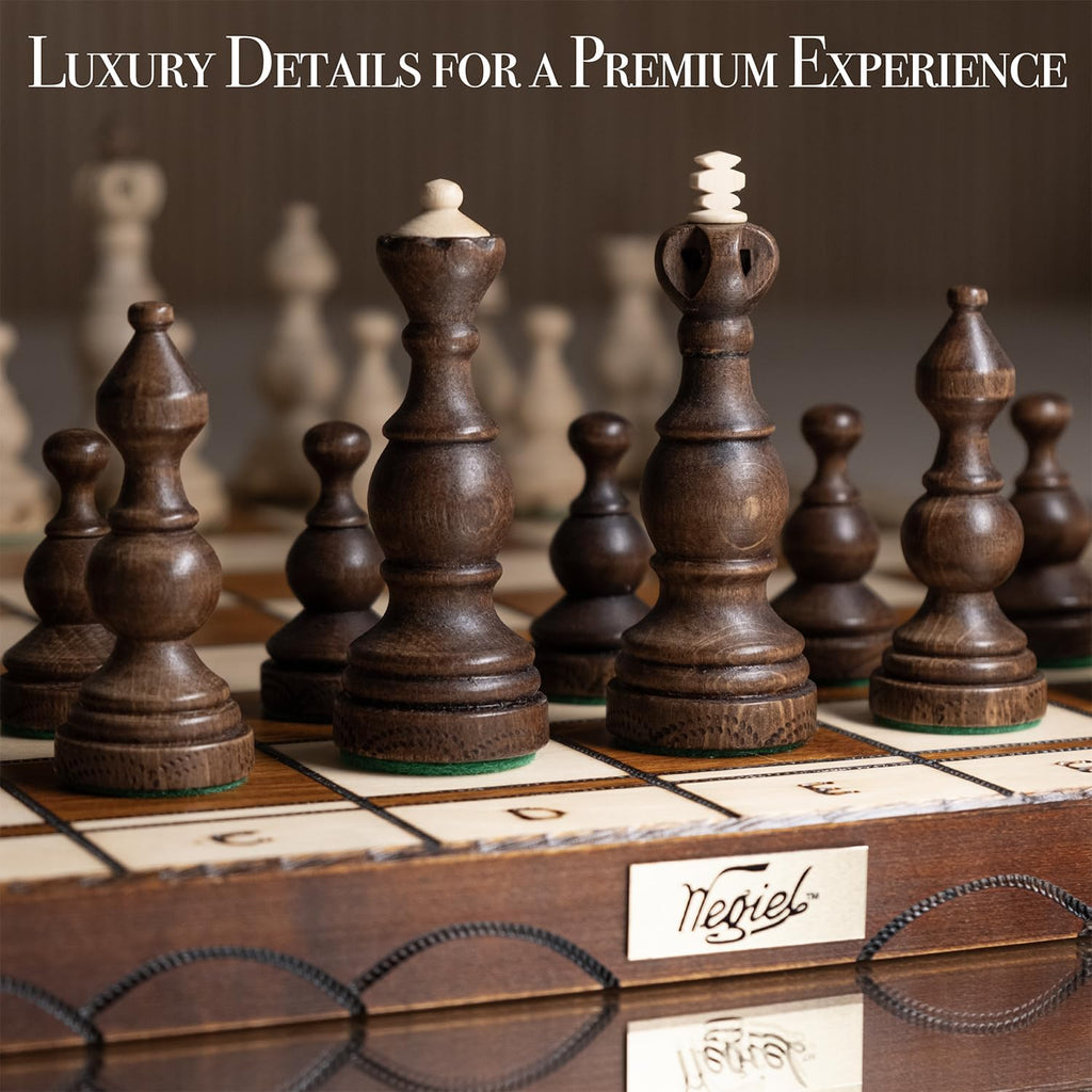 Legate Luxury Wooden Chess Set for Adults and Kids - 18 Inch Handcrafted from Premium Beech and Birch Wood - Unique