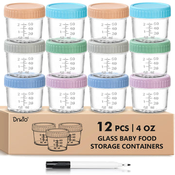 12 pcs Baby Food Storage Containers 4 Oz Small Glass Jars with Lids