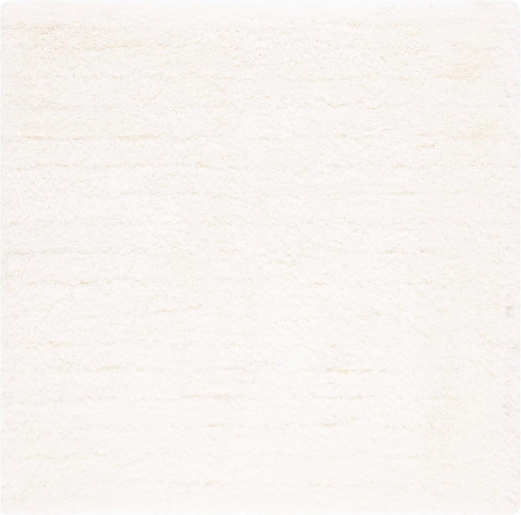 Luxe Shag Collection Area Rug - 6' Square, Ivory, Handmade Glam, 3.2-inch Thick Ideal for High Traffic Areas (SGX160A)