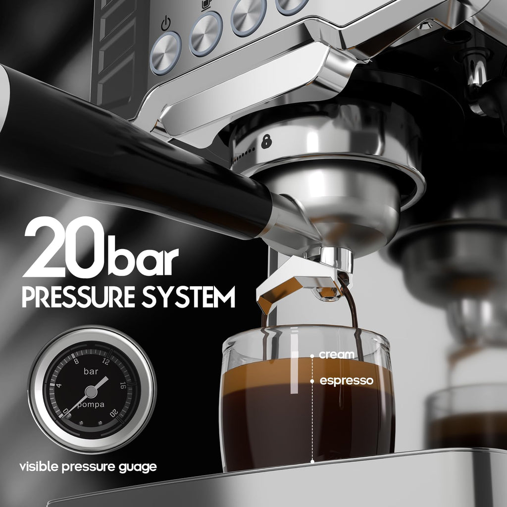 Espresso Machine,Stainless Steel Coffee Machine,Visible Pressure Guagem