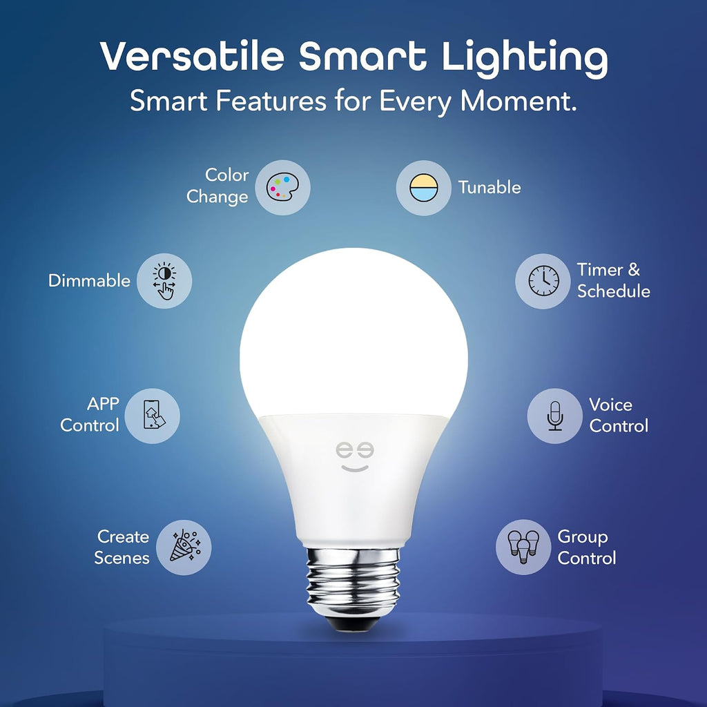 Prisma 800-Lumen Dimmable Smart Bulbs with 2.4 GHz Wi-Fi, 2-Pack