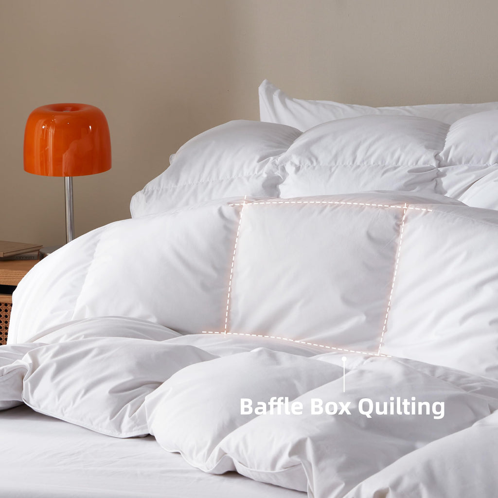 Goose Feather Down Comforter, 100% Organic Cotton Duvet Insert