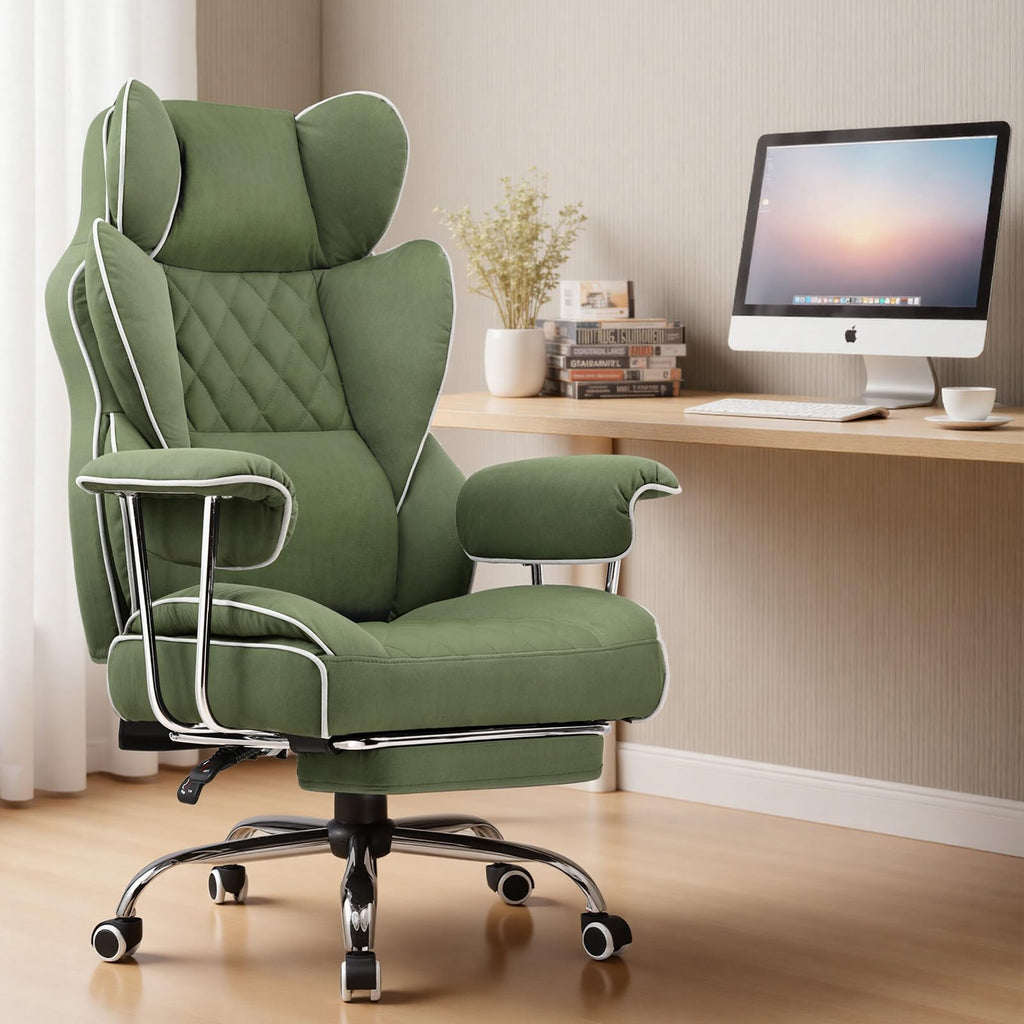 Big and Tall Gaming Chair with Pocket Spring Lumbar Support, Ergonomic Office Chair with Footrest, Executive Desk