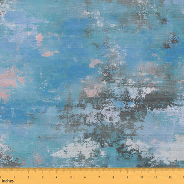 Blue Abstract Fabric by the Yard, Sky Blue Watercolor Tie Dye Decorative Fabric, Modern Batik Pastel Upholstery