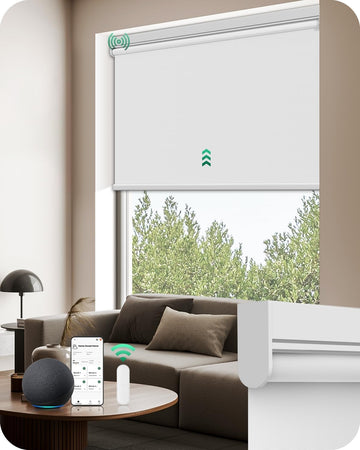 Motorized Blinds with Remote | Automatic Blackout Roller Shades, Easy Install & Smart Control Electric Blinds (White )