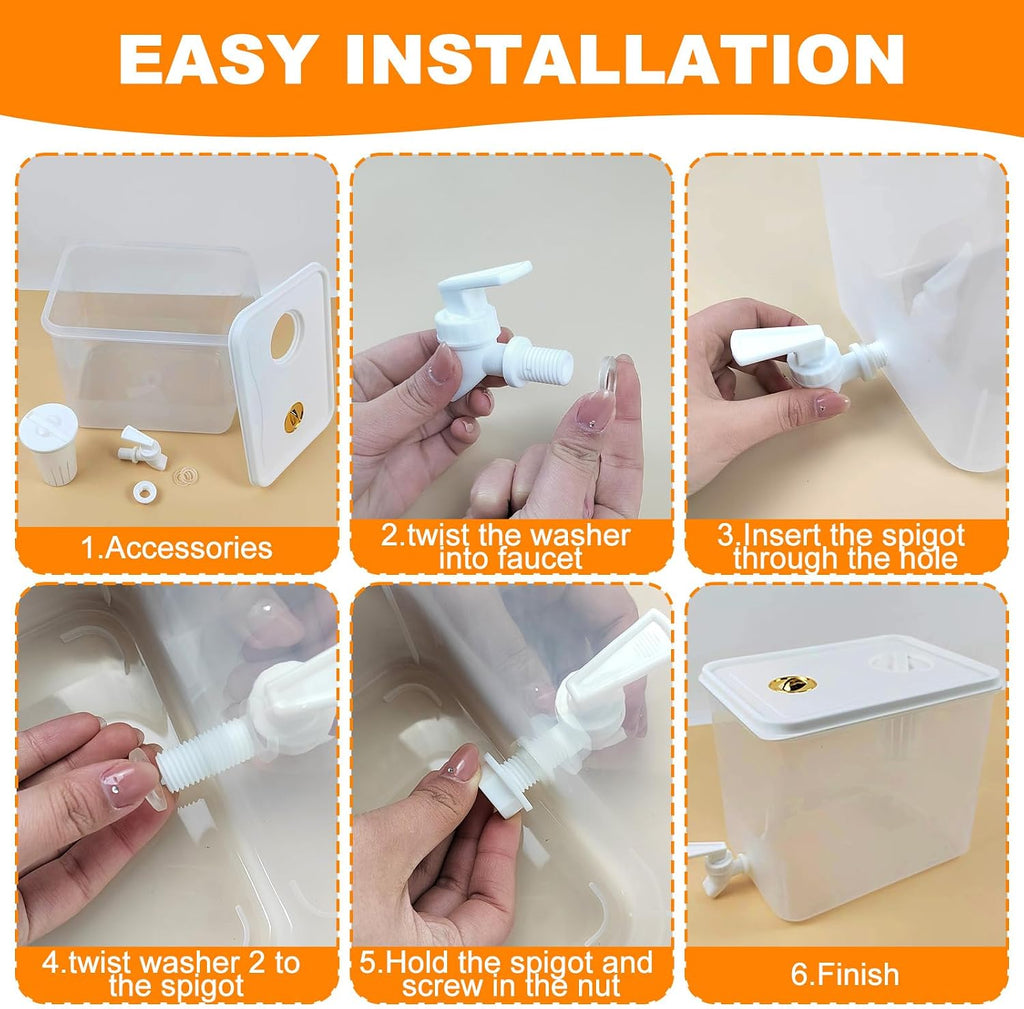 Gallon Fridge Beverage Drink Dispenser with Spigot Leak Proof Lids Filter Screen Juice Container Sealed - Set of 2
