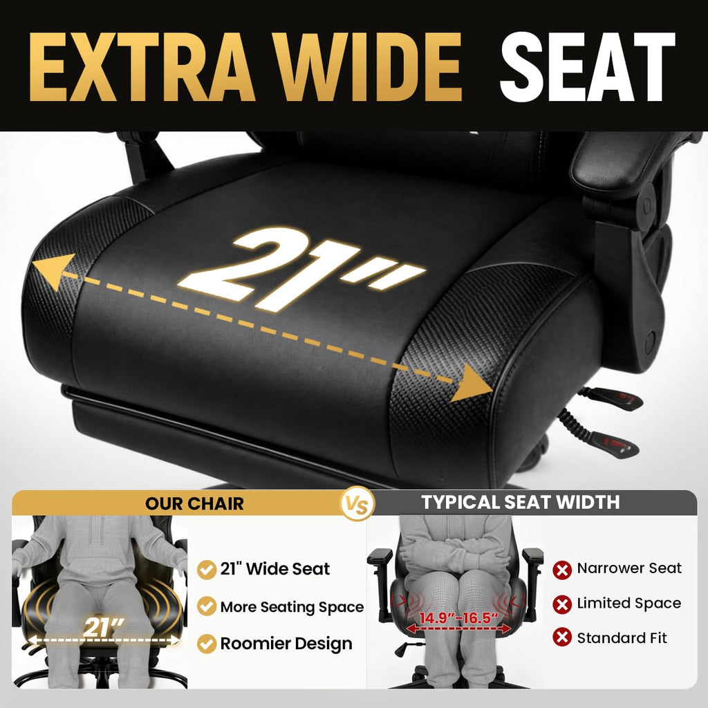 Gaming Chair for Adults with Footrest, Upgraded Ergonomic Chair, All Black