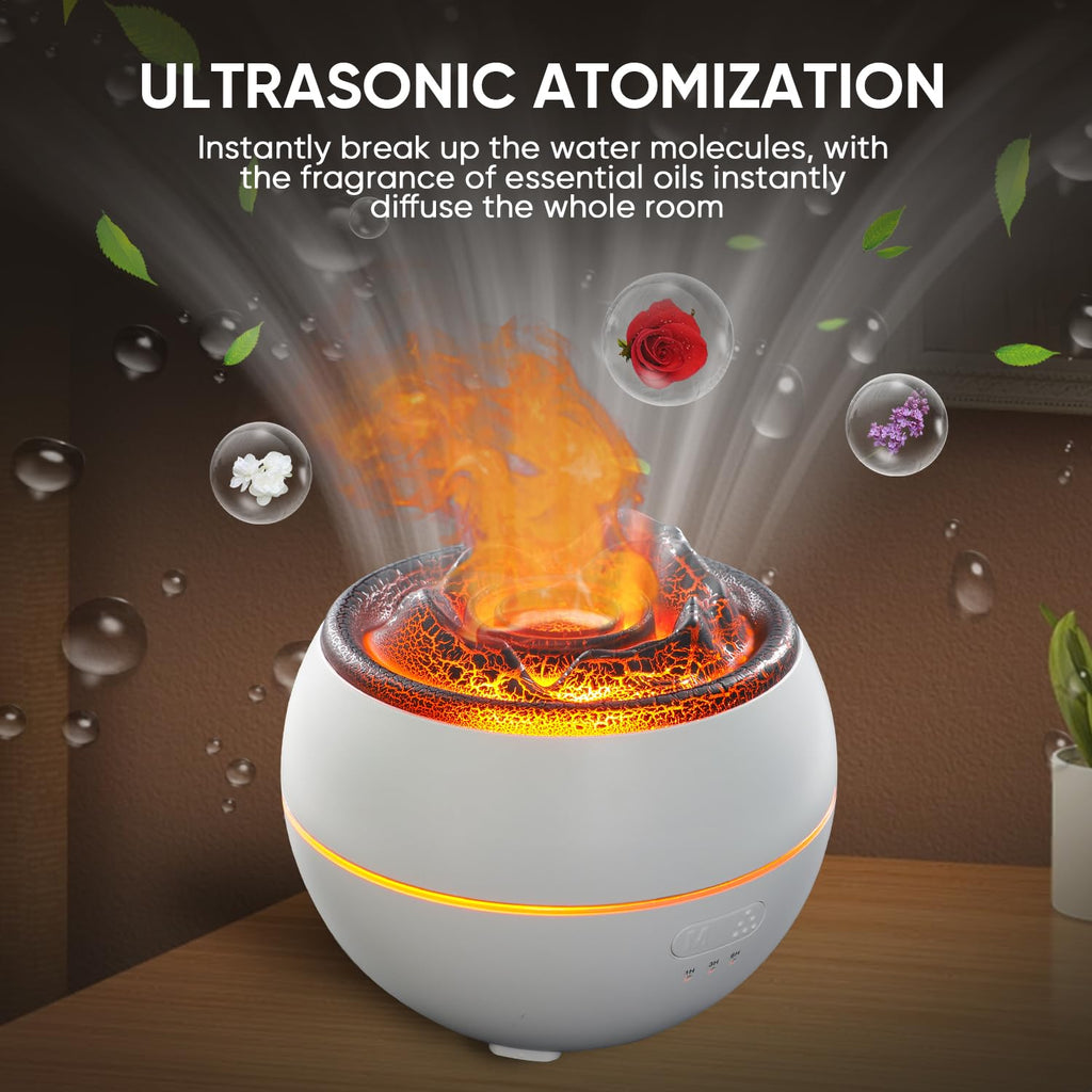 Essential Oil Diffuser, Volcano Flame Fire Oil Diffuser, 360ml Ultrasonic Cool Mist Aromatherapy Humidifier, Scent