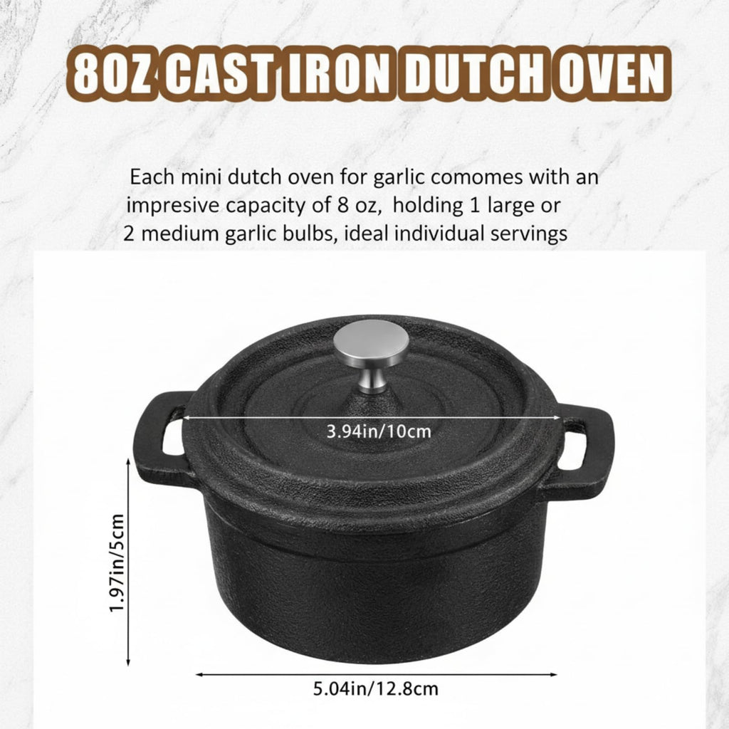 4 Pcs Mini Dutch Oven, 500F Small Round Iron Dutch Oven Pot, 8 oz