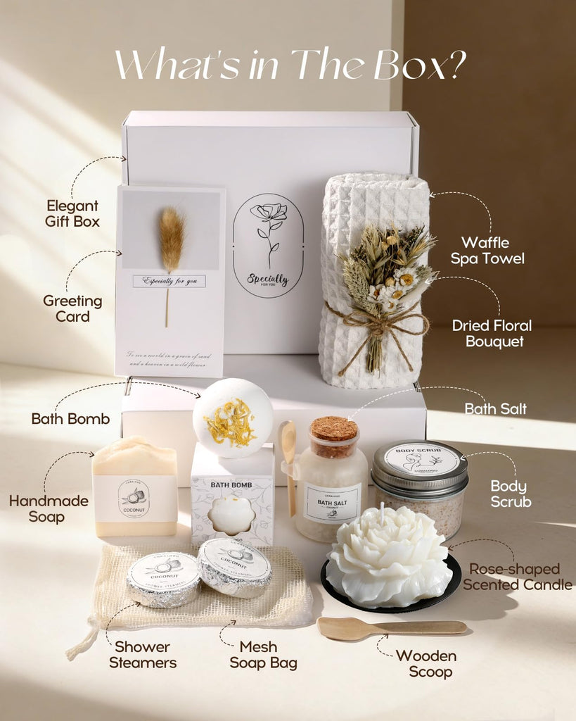 Coconut Spa Gifts for Women - 12pc Self-care Spa Gift Basket