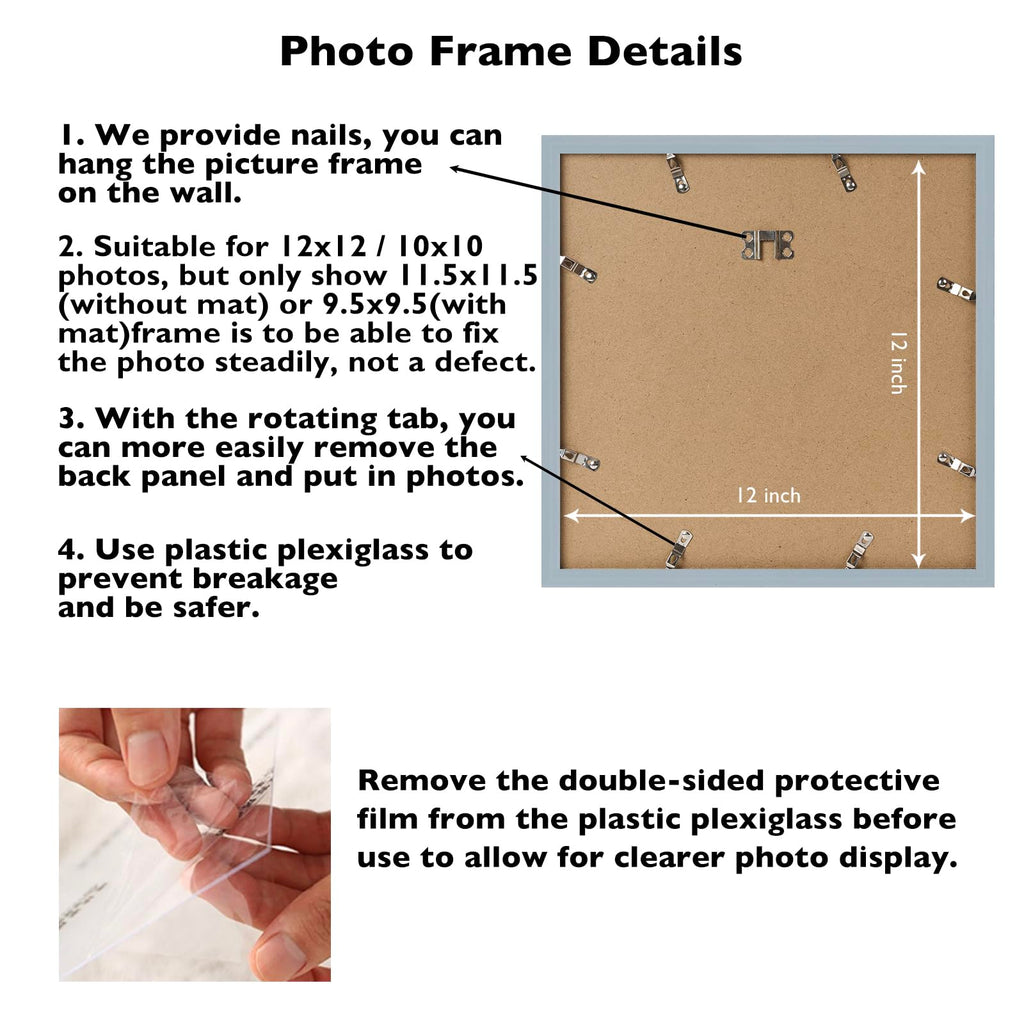 12x12 Picture Frame Set of 3 with 10x10 Mat for 30 x 30cm Diamond Art Painting, Display Photo 10x10 with Mat or 12 x