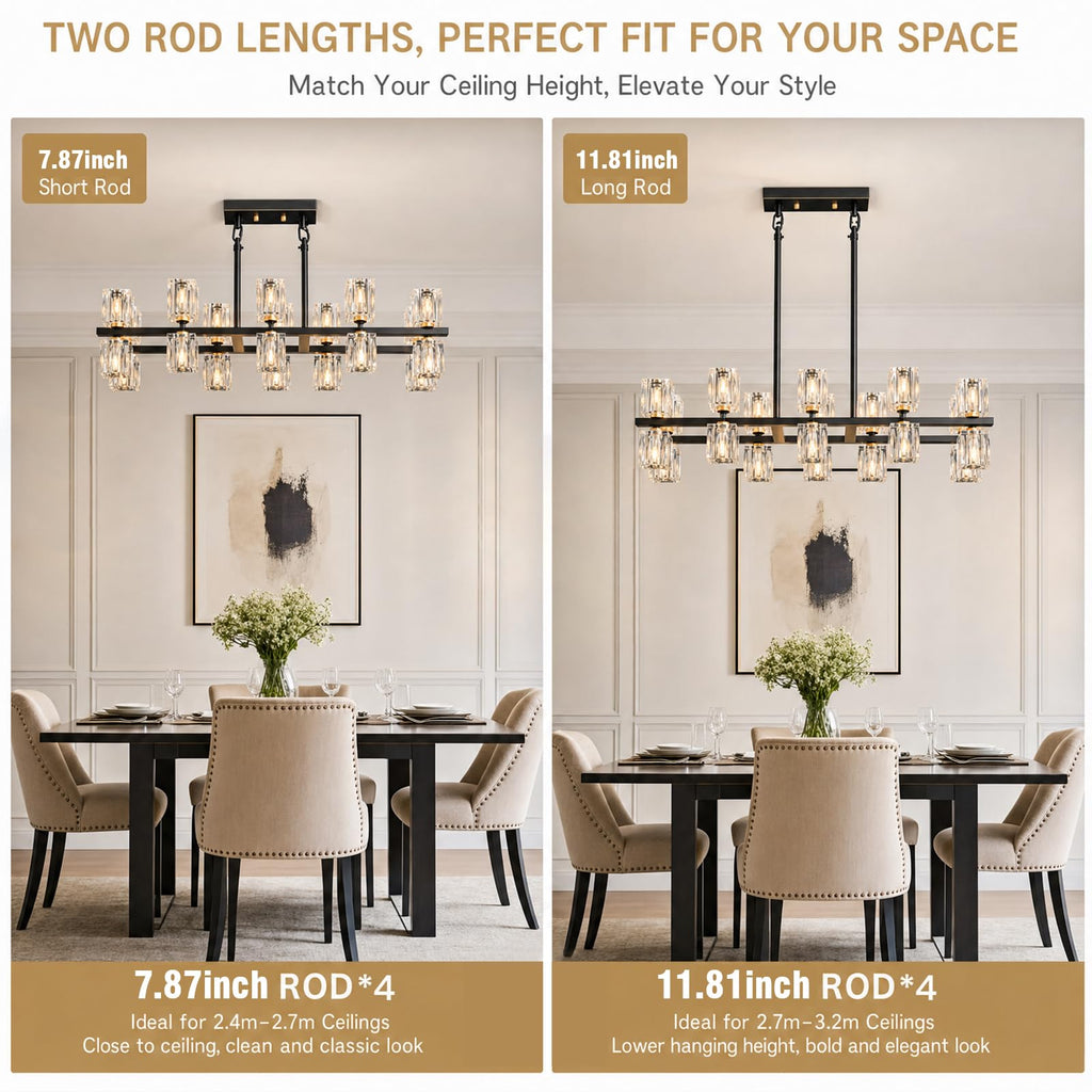 Linear Crystal Chandelier Kitchen Island 32inch