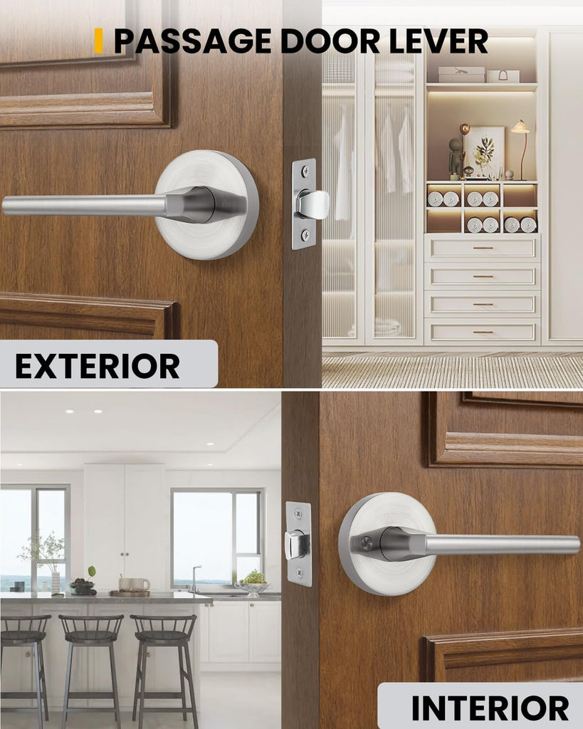 Brushed Nickel Door Handles Interior Closet Door Handle 6 Pack
