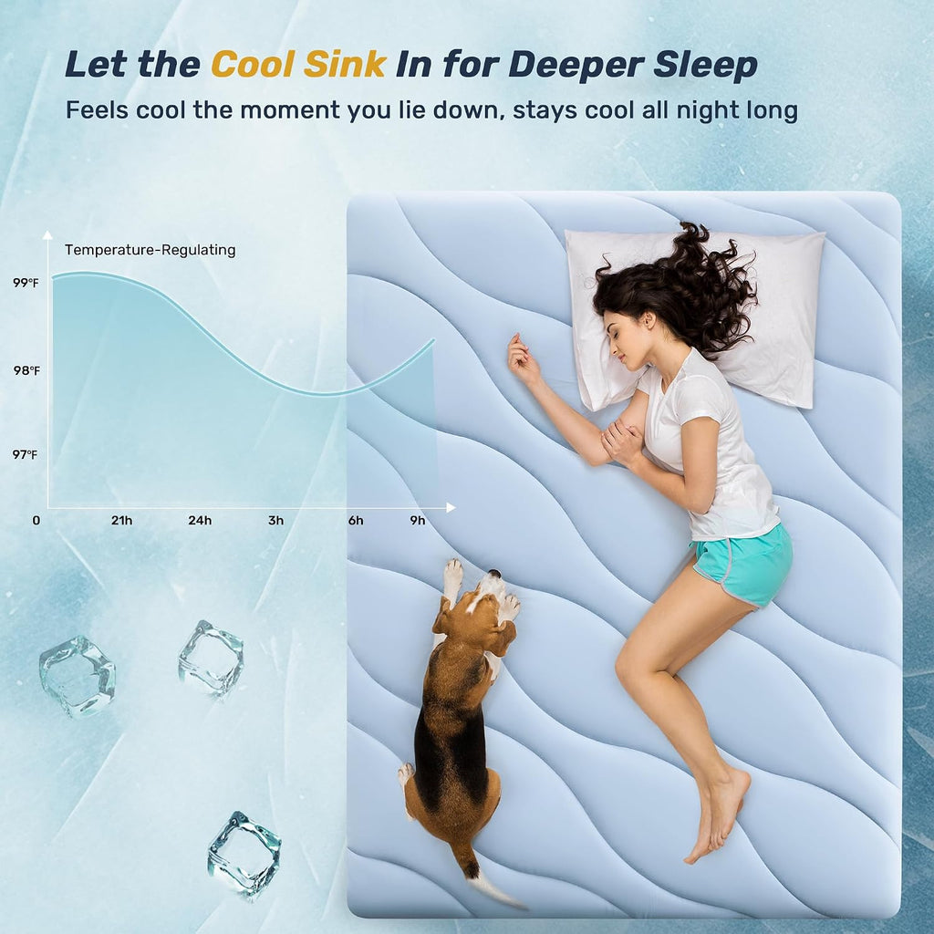 Ultra Soft Cooling and Waterproof King Mattress Pad for Hot Sleeper | 5-Layers Noiseless Machine Washable Mattress