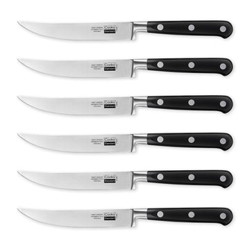 Classic Cutlery Steak Knives Set, High Carbon Stainless Steel, Ergonomic Handle, 6-Piece, Black