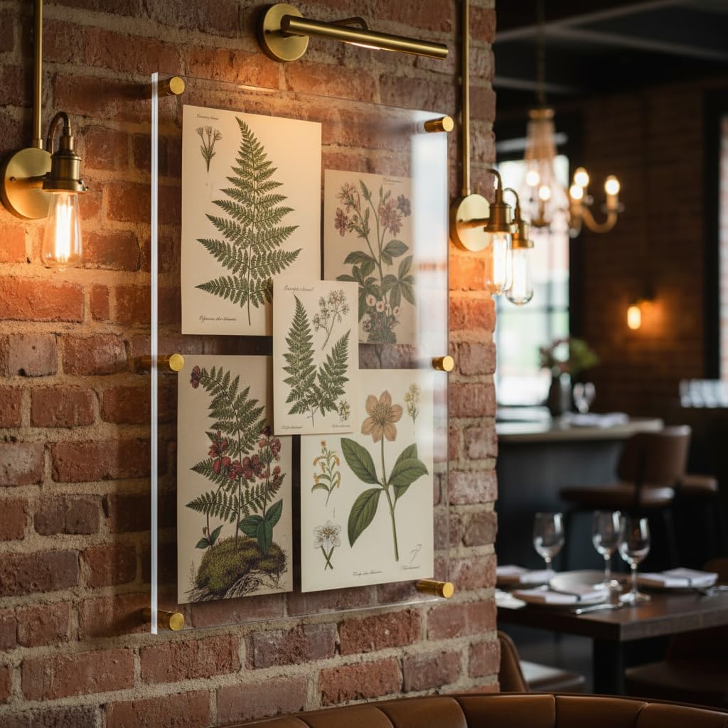 Acrylic Floating Double Panel Wall Frame, 30" x 40" Graphic Size, Overall Frame Size: 34" x 44", Gold