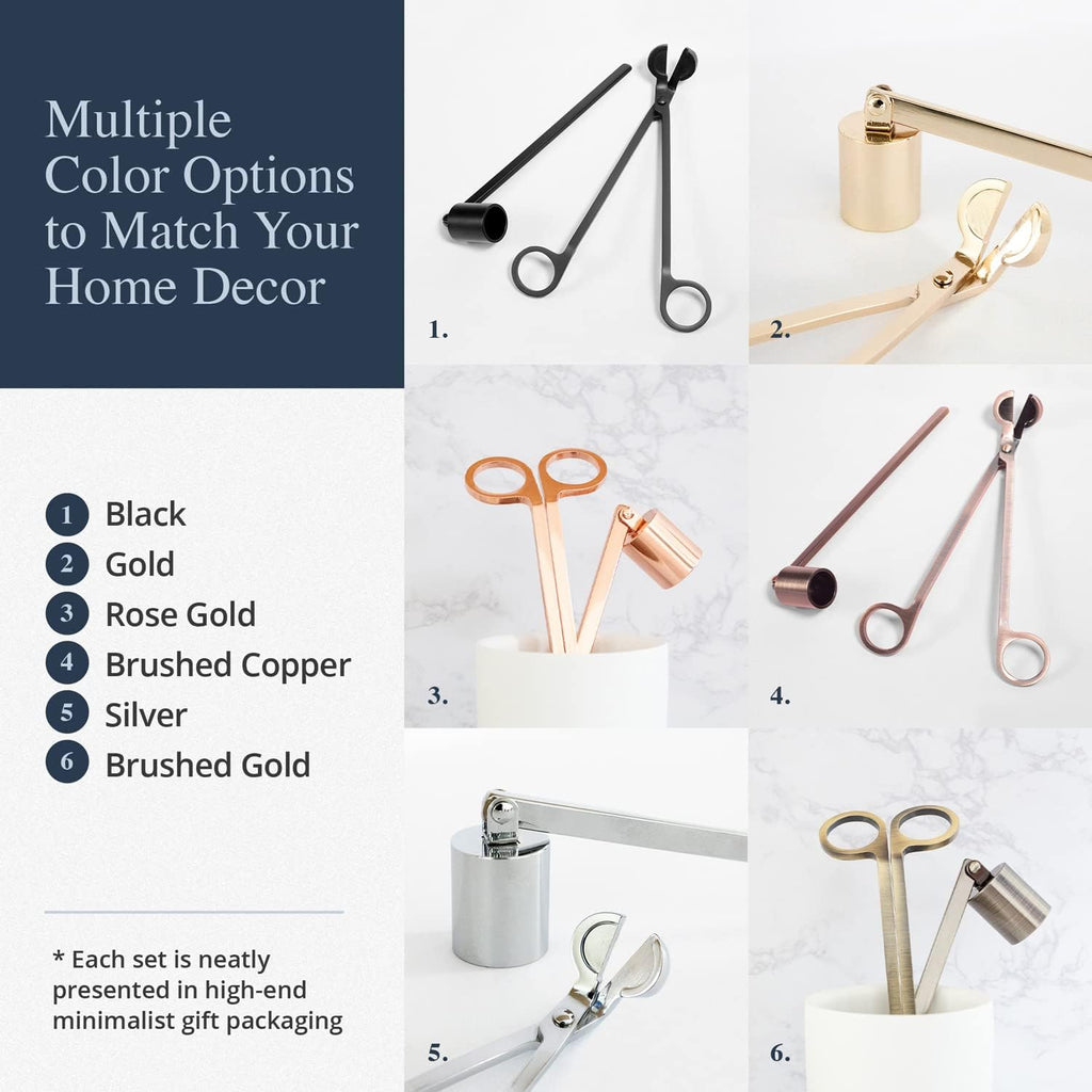 Candle Wick Trimmer and Candle Snuffer Accessory Set - Pick Your Color