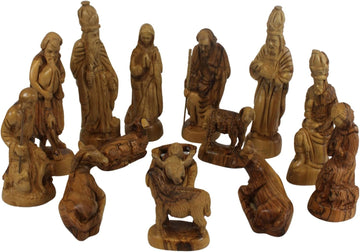 Land Market Olive Wood Crown Nativity Set - Extra Large
