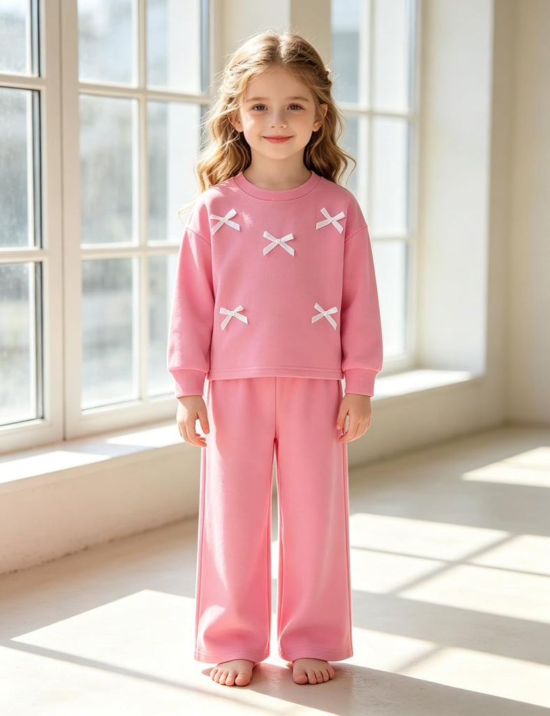 Baby Girl Clothes Long Sleeve Bowknot Top Wide Leg Long Pants Toddler Girl Fall Winter Outfit Cute Kids Clothing Set
