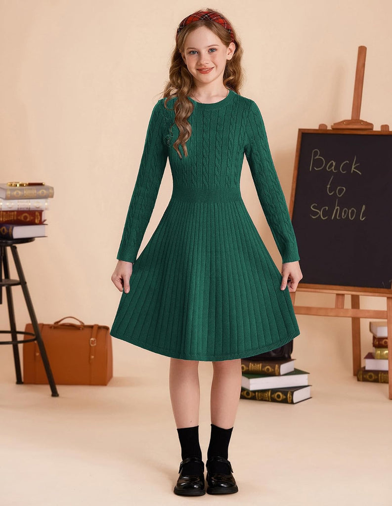 Girls Fall Sweater Dress Long Sleeve Knit Dresses