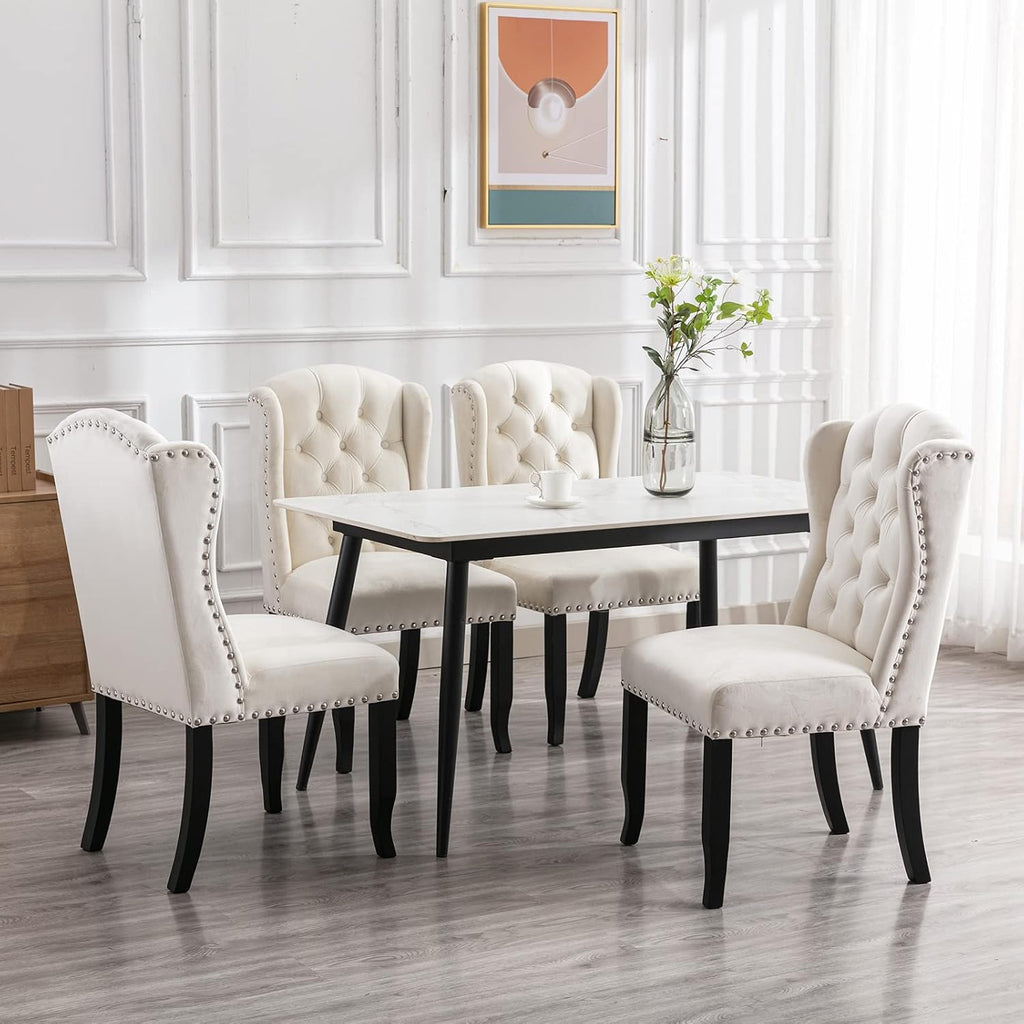 Modern Tufted Dining Chairs Set of 2, Velvet Upholstered Dining Room Chairs Armless Guest Side Chair Dining Room
