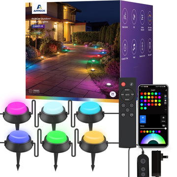 Outdoor Ground Lights 26 Pack, 58FT RGBCW Pathway Lights Wired