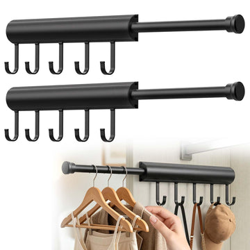 Valet Rod Closet Pull Out 12 Inch Retractable Organizer for Closet Black